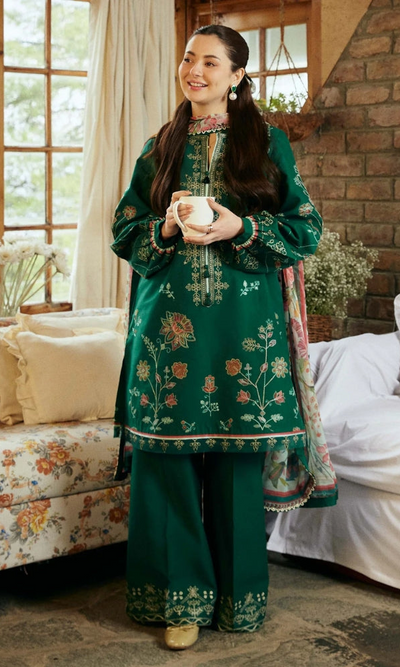 EMBROIDERED KHADDAR UNSTITCHED 3 PIECE SUIT - 9